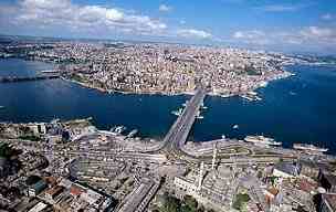 Galata bridge from the air